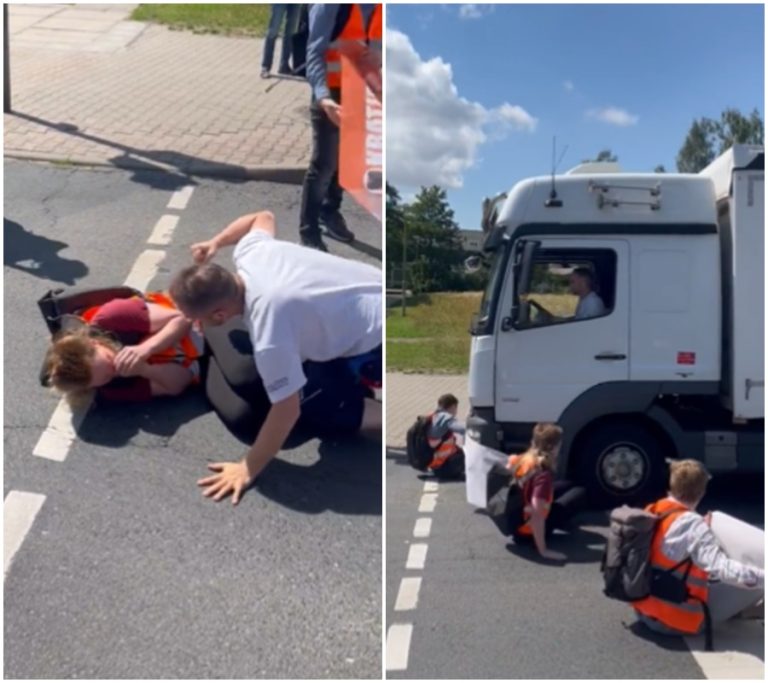 Řidičský pekelný útok na klimatické aktivisty: Kamionem přejel protestující na silnici!