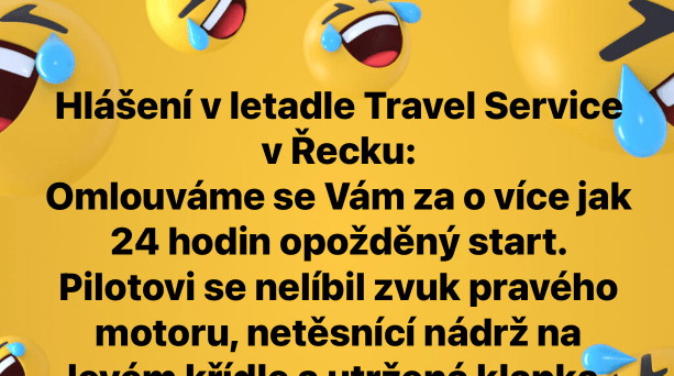 VTIP: Hlášení v letadle Travel Service v Řecku….